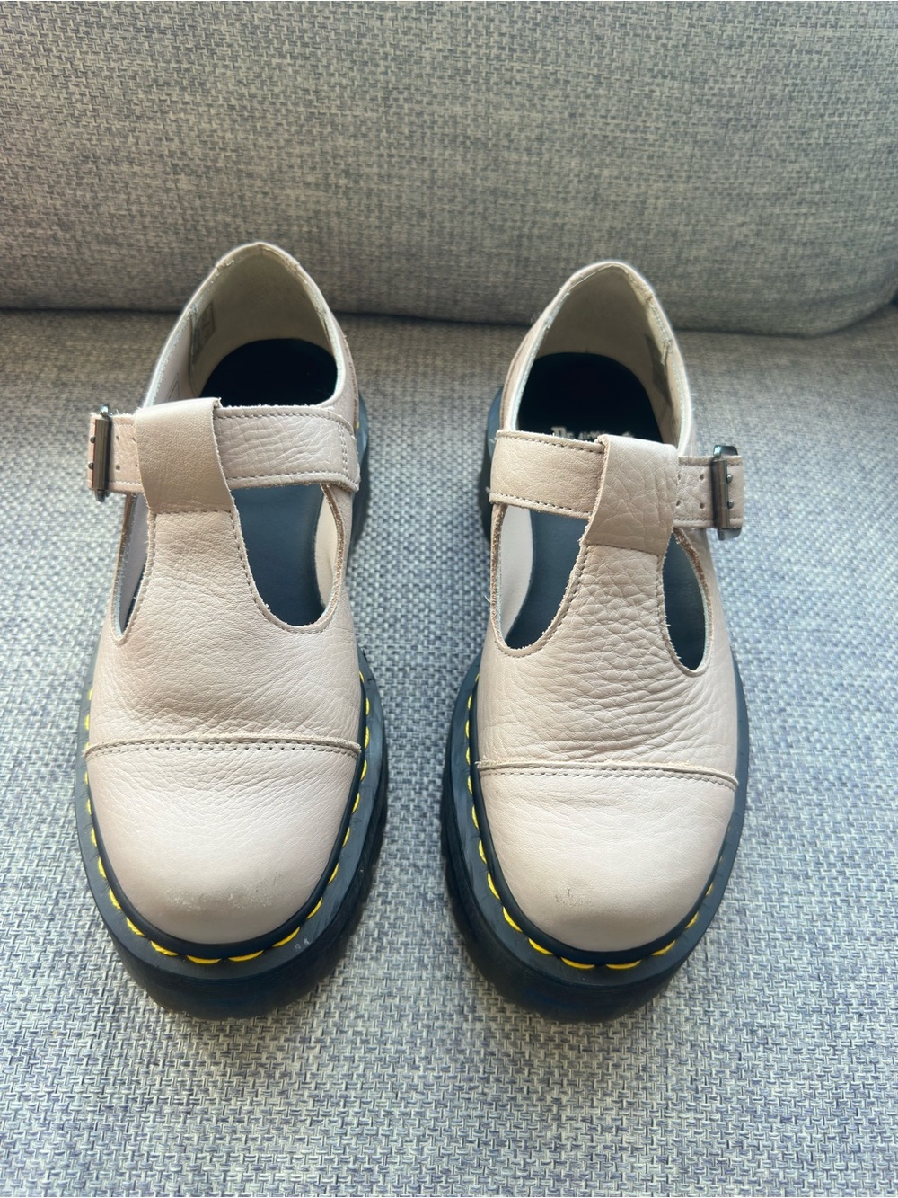 Dr. Martens Beige Platform Mary Jane with Yellow Stitching - Picture 2 of 5